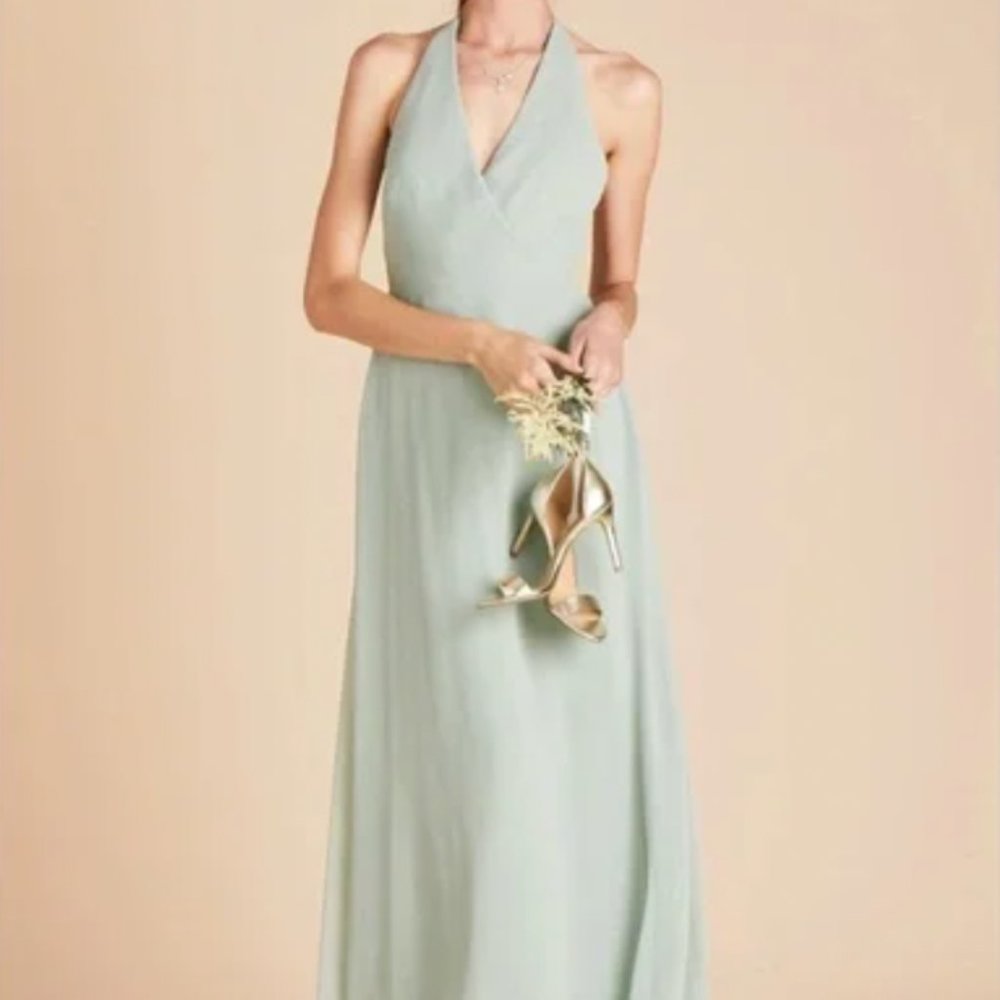 NWT Birdy Grey Sage Moni Convertible Halter Bridesmaid Dress Sz L